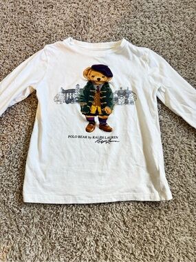 Polo by Ralph Lauren White Long-Sleeve Tee with Polo Bear Graphic